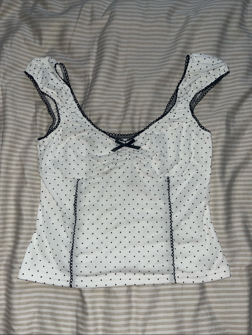 White and Black Polka Dot Top